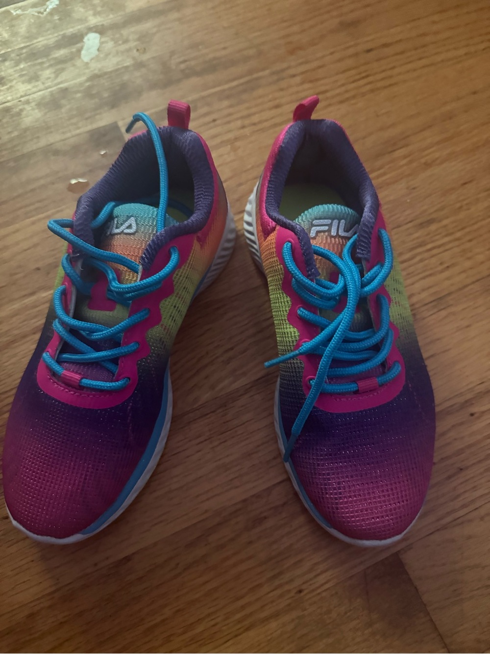 Fila Kids Gradient Mesh Sneakers - Pink, Purple & Blue (rainbow) never worn!